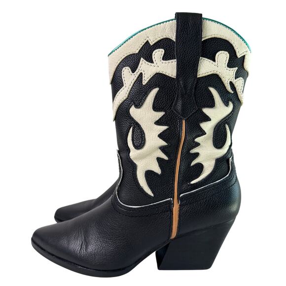 DOLCE VITA Landen Western Boots Pull On Heels Women's 7.5 Leather Pointed Toe - Picture 4 of 11